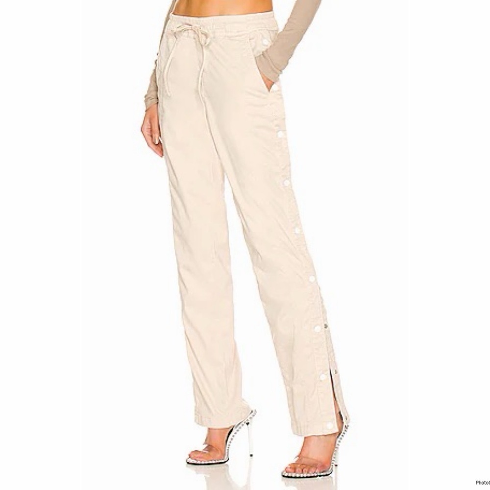 Cotton Citizen‎ Tan Beige Oatmeal Track Pants Button Down with Pockets M